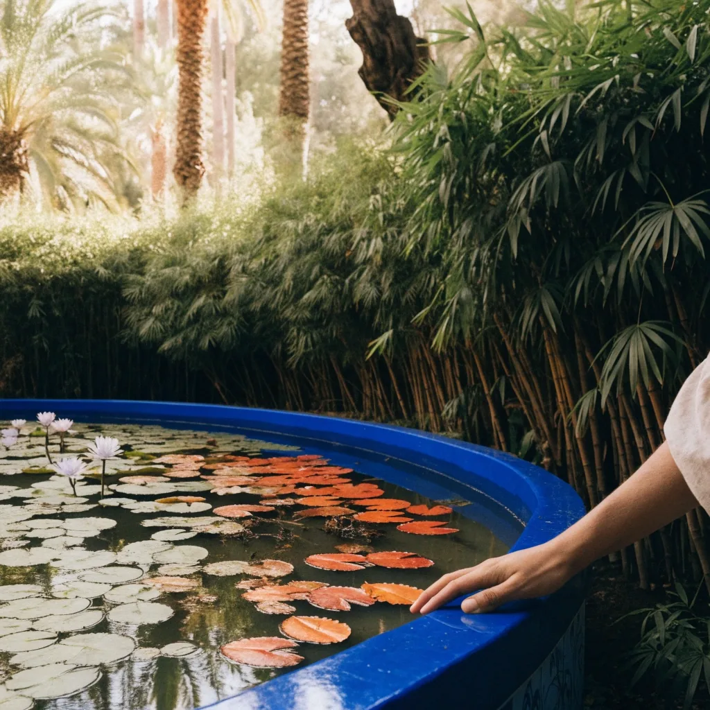 Allée de bambous dans le jardin botanique du Jardin Majorelle