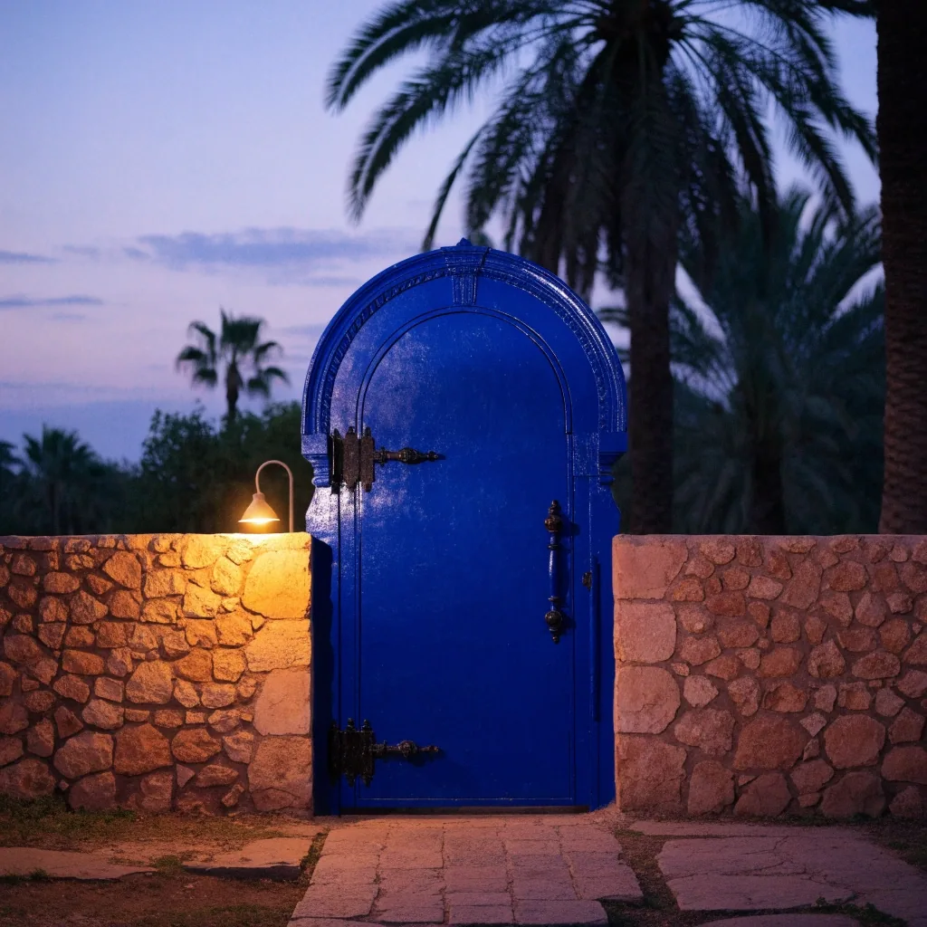 Porte du jardin à la tombée du jour